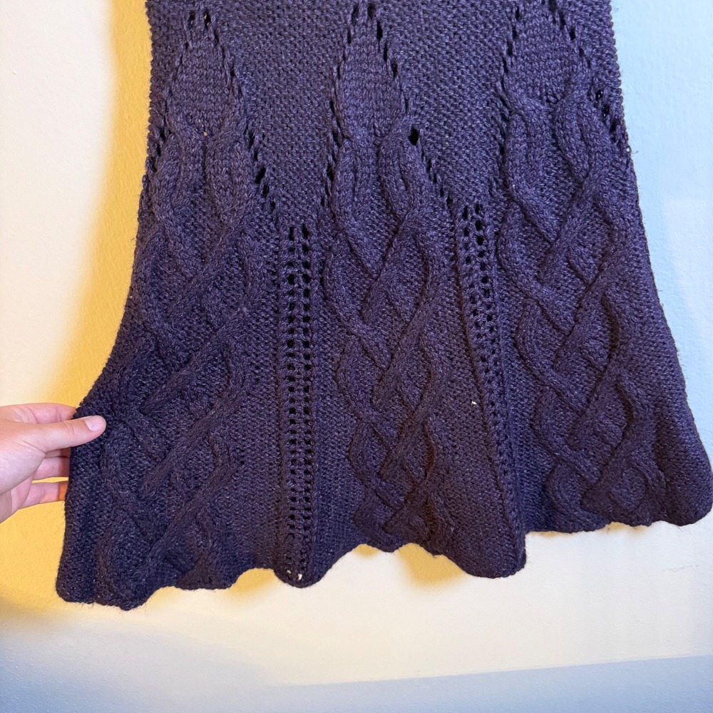 Free People Women Purple Cable Knit Wool Blend Short Sleeve Mini Dress Fit Flare - Picture 3 of 7